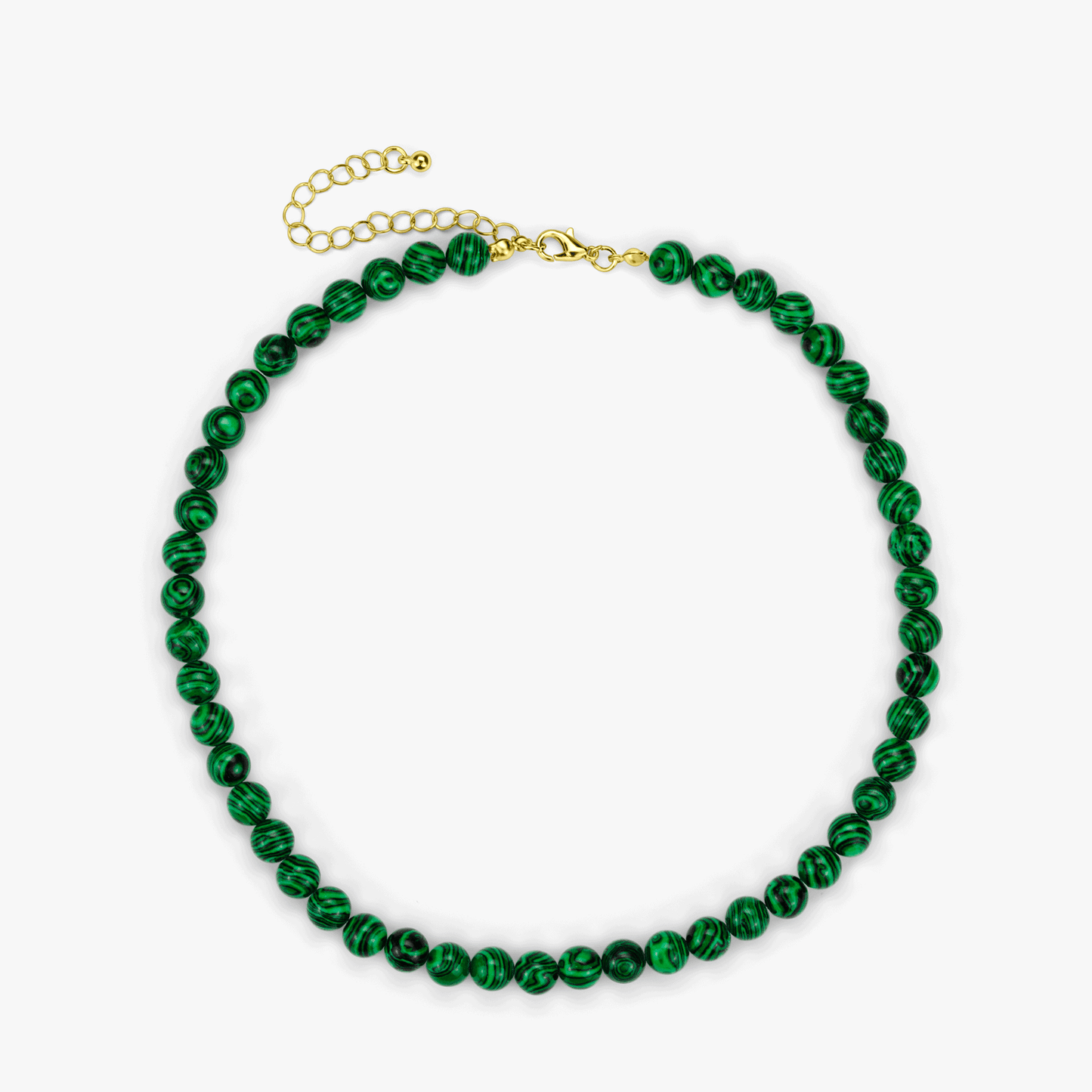 Smykkesett med kjede og armbånd av malakitt og onyx