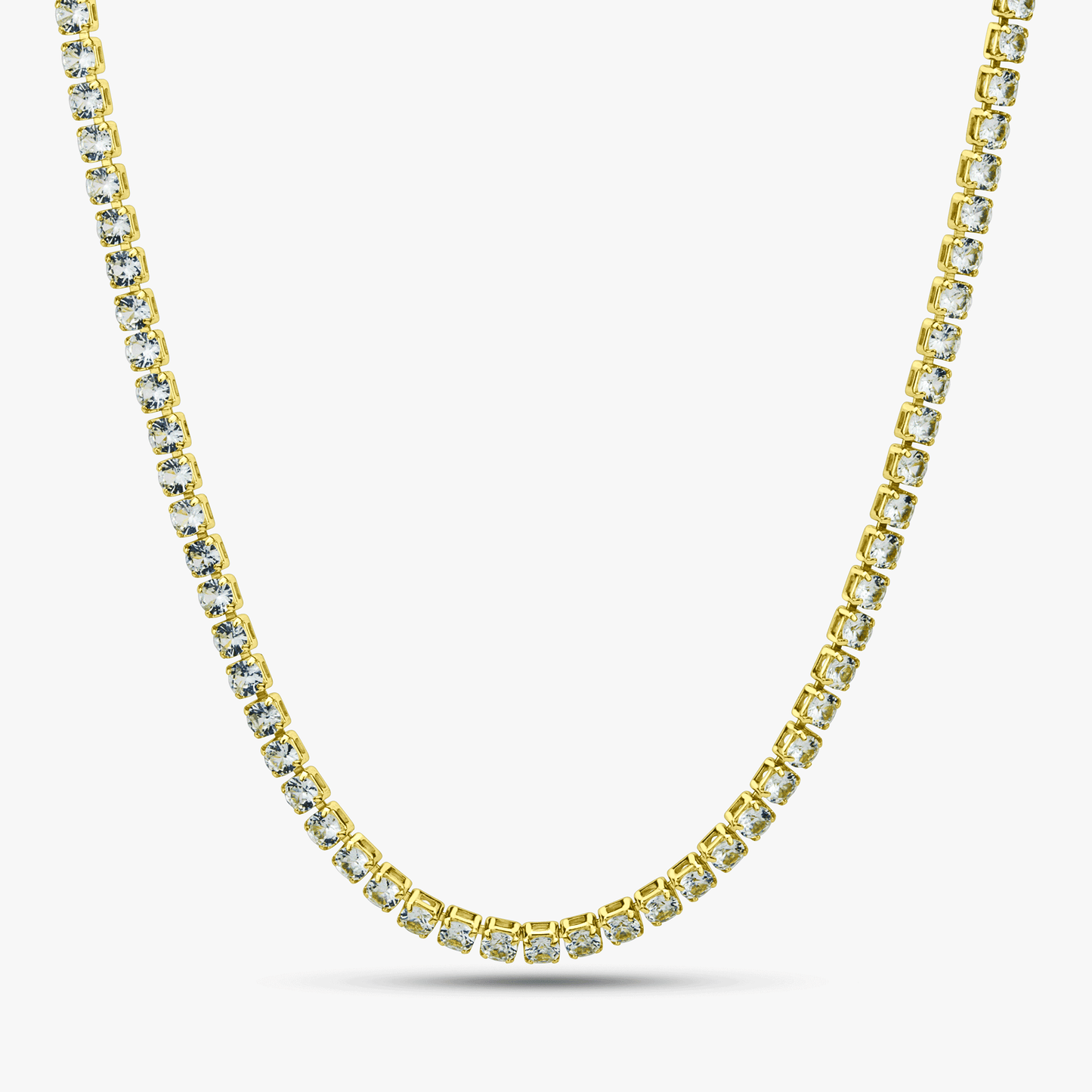 Gullbelagt smykkesett – halskjede og armbånd med krystall zirkoner