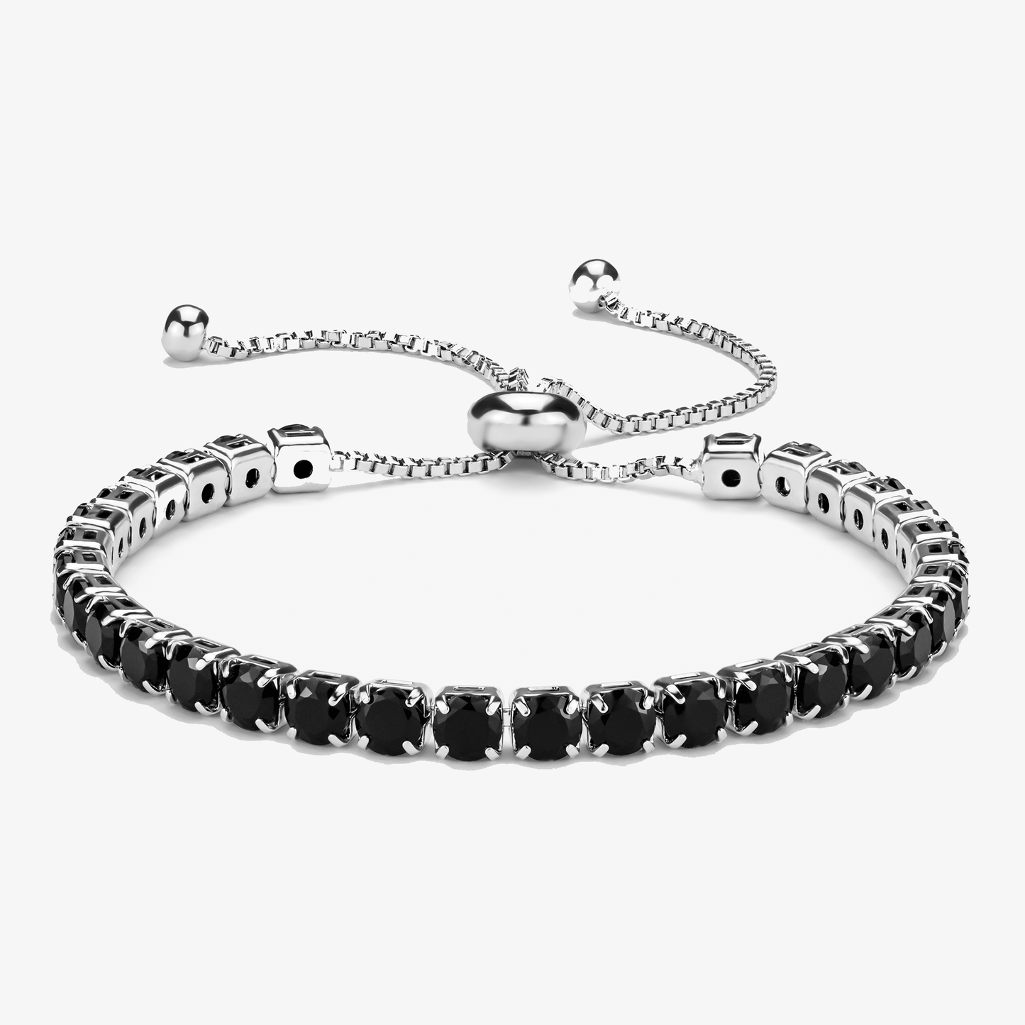 Sølvbelagt armbånd med svart zirkonia