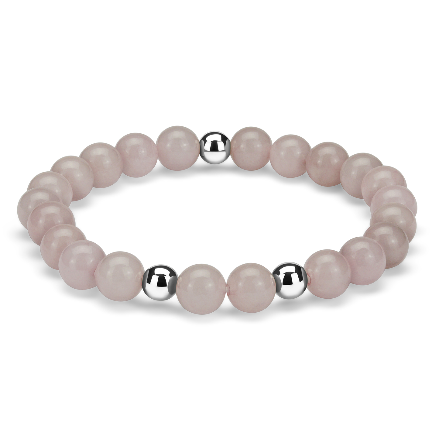 Armbånd med rosa kvartsperler og detaljer i rustfritt stål – naturlig og tidløst smykke med feminin eleganse