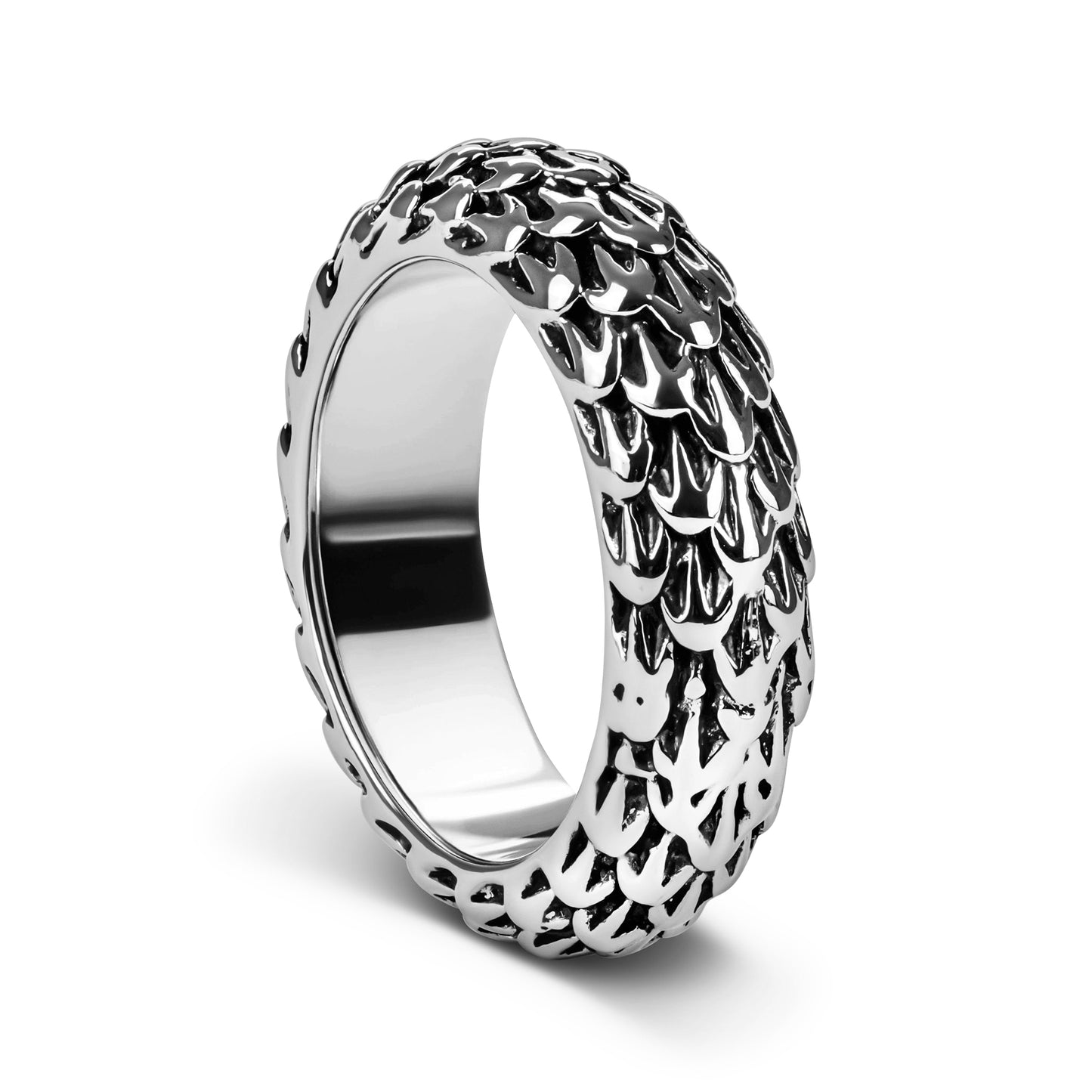 Dragon scales rustfritt stål ring