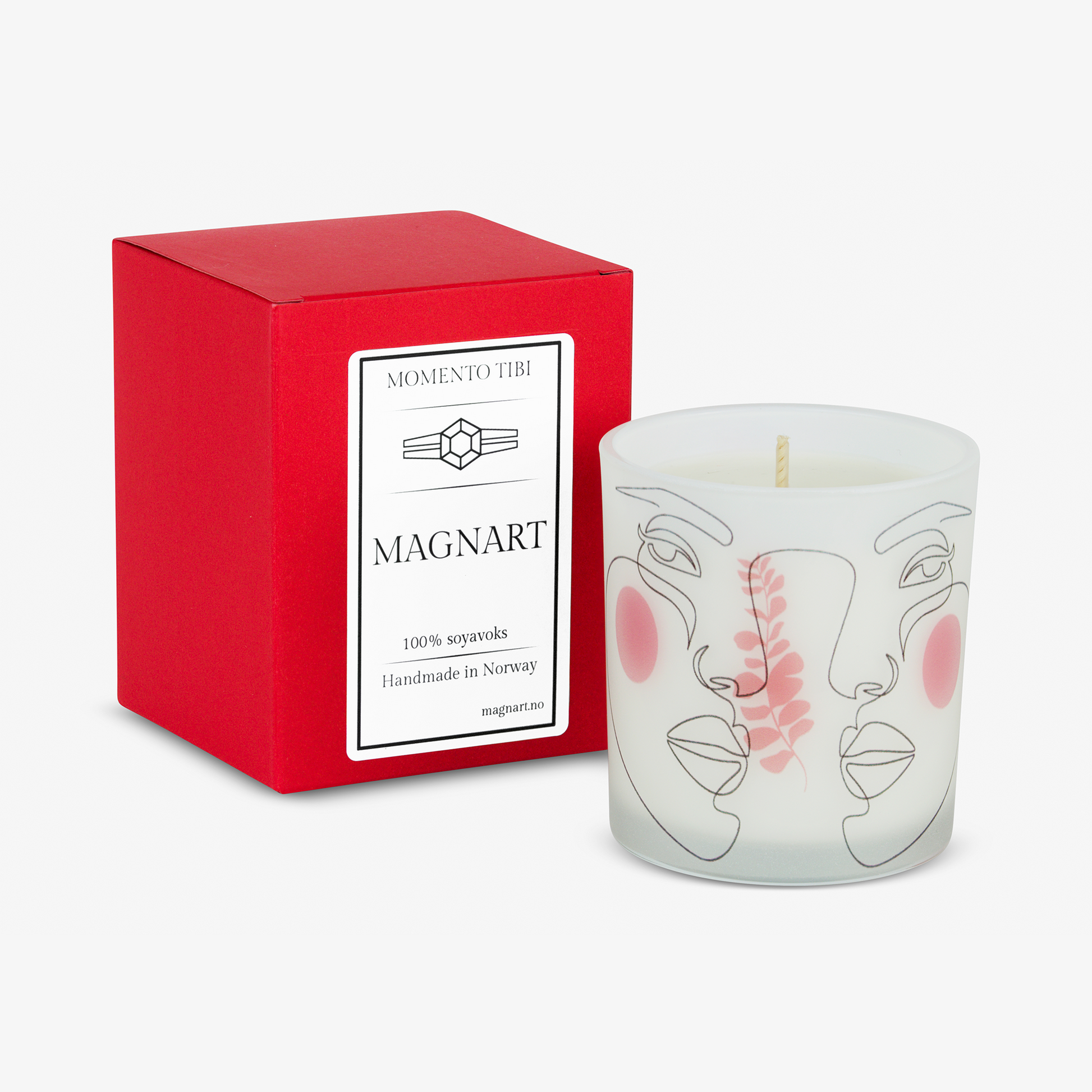 To kvinneansikt duftlys i glass
