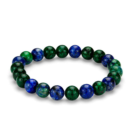 Grønt og blått azurmalachite perlearmbånd