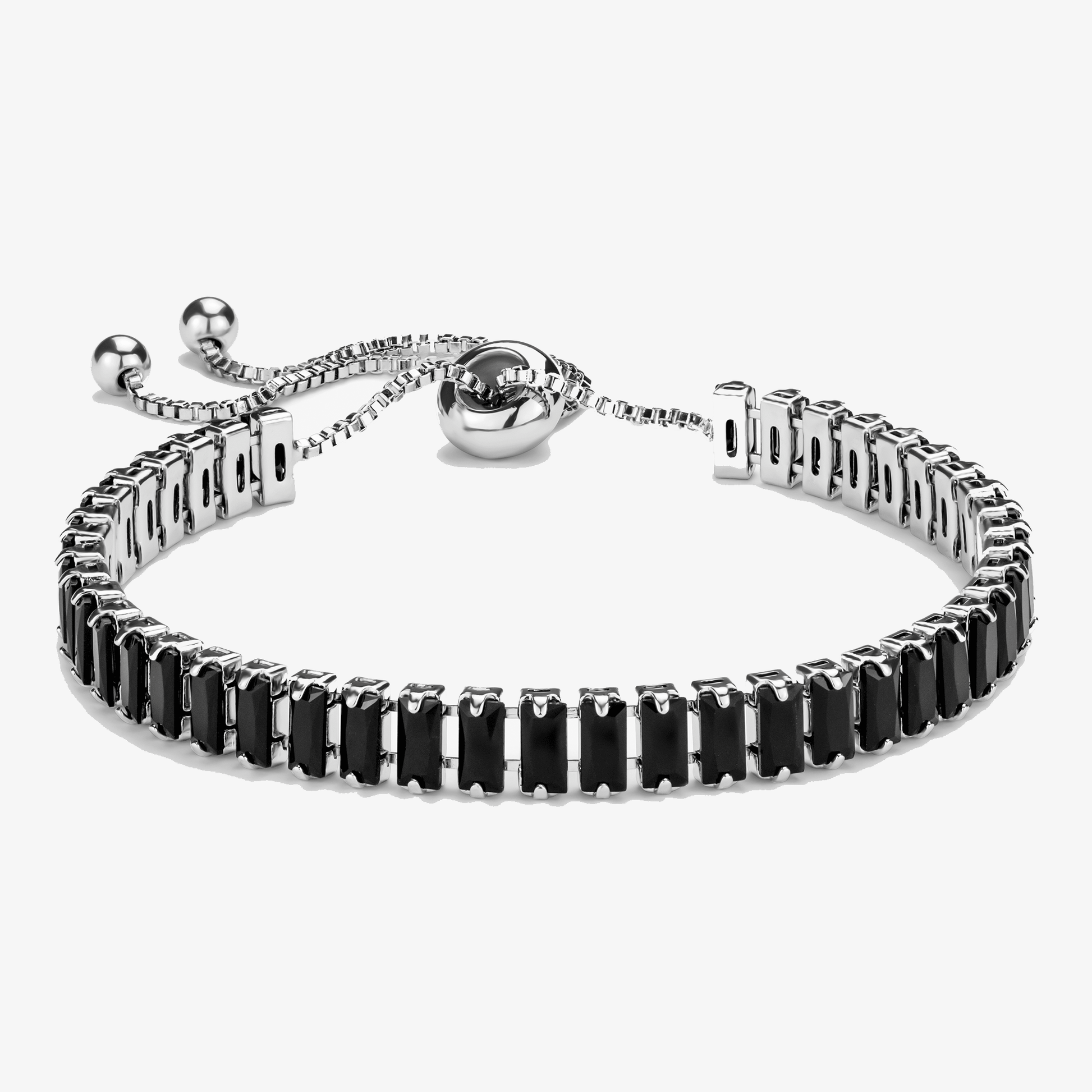 Svart zirkonia sølvbelagt armbånd